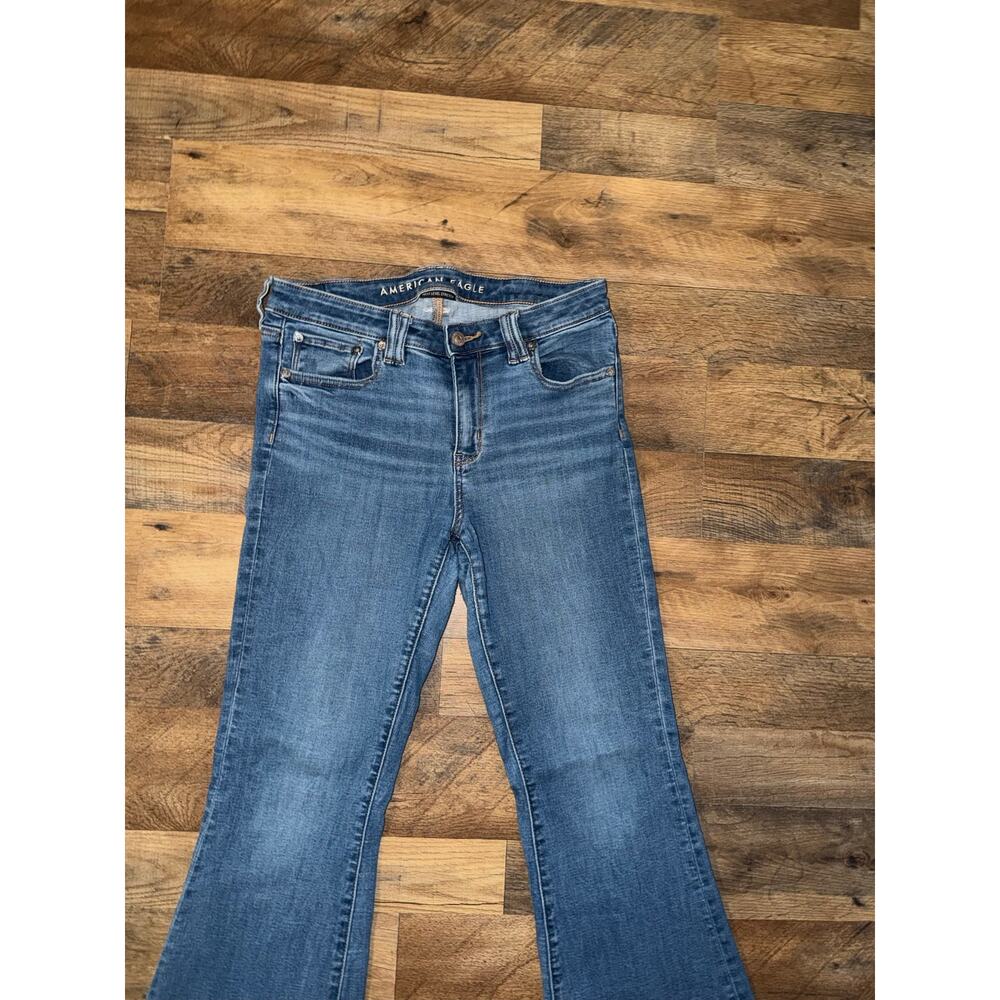 American Eagle women’s next level stretch low rise flare blue jeans - Picture 2 of 16